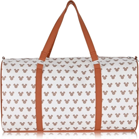 Mickey Mouse Patterned Duffel Bag - Brown and White - Picture 3 of 6